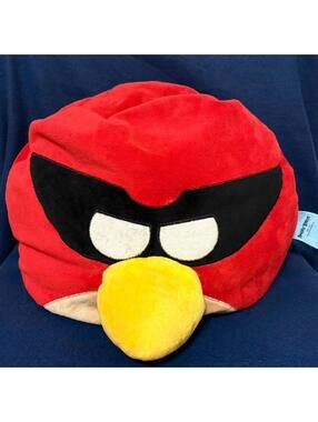 Angry Birds Red Bird Rovio Microbead Pillow Plush 12" Across Stitched Facial